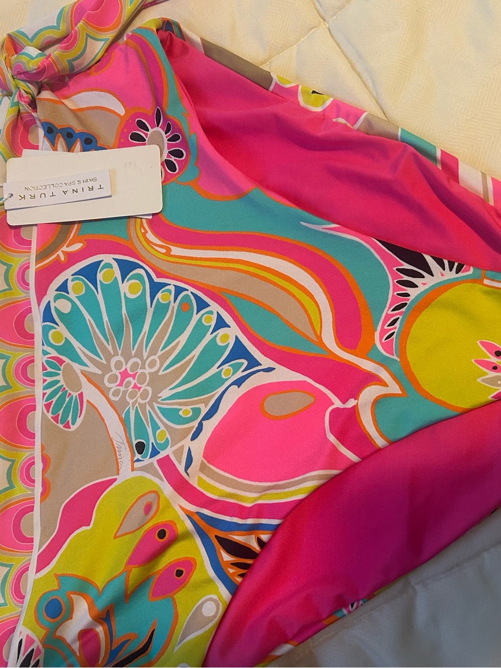 NWT Colorful Trina Turk High Waist Side Tie Swimsuit Bottom Size 14